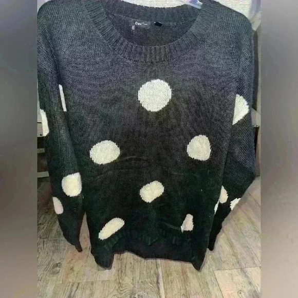DEX Womens Poka Dot Long Sleeve Crew Neck Knit Pullover Sweater Size M - Picture 1 of 3